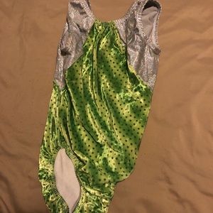 Green and Silver Gymnastics Leotard